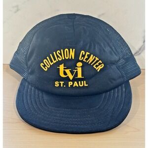 Vintage DeLONG TVI Collision Center St Paul Trucker Hat Snapback USA
